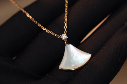 [Baslove]DREAM NECKLACE WHITE MOP PINK GOLD 1 DIAMOND