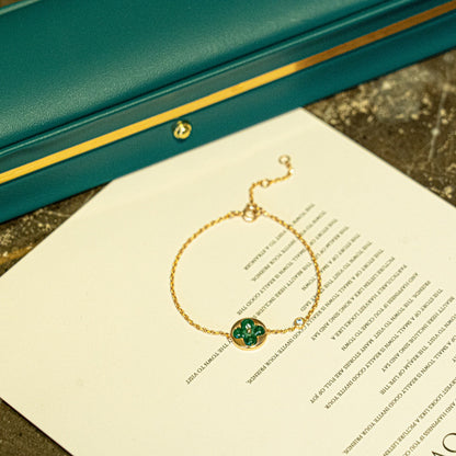 [Baslove]SUN MALACHITE 1 DIAMOND PINK GOLD BRACELET