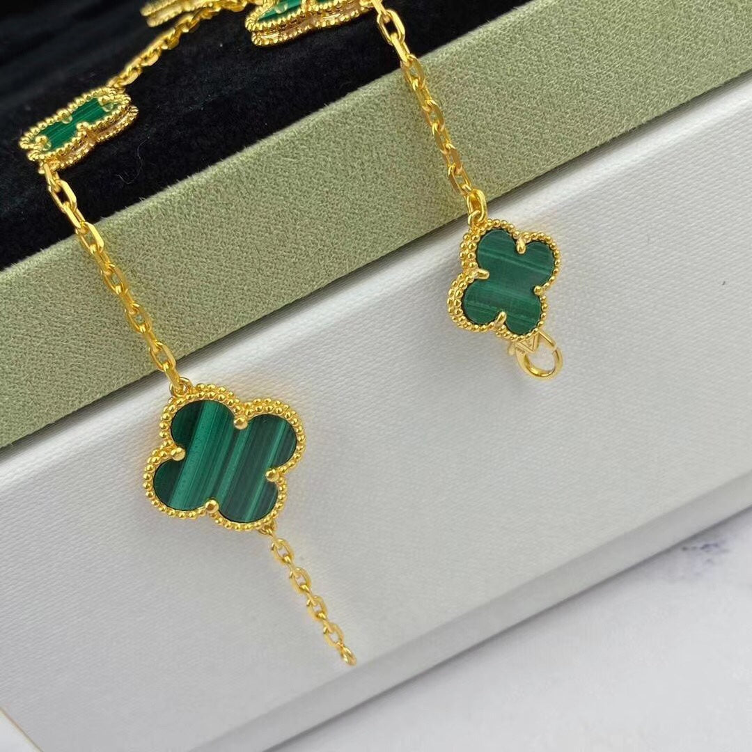 [Baslove]MAGIC CLOVER MALACHITE GOLD BRACELET 5 MOTIFS