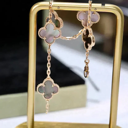 [baslovejewels]CLOVER 5 MOTIF GRAY MOP  BRACELET