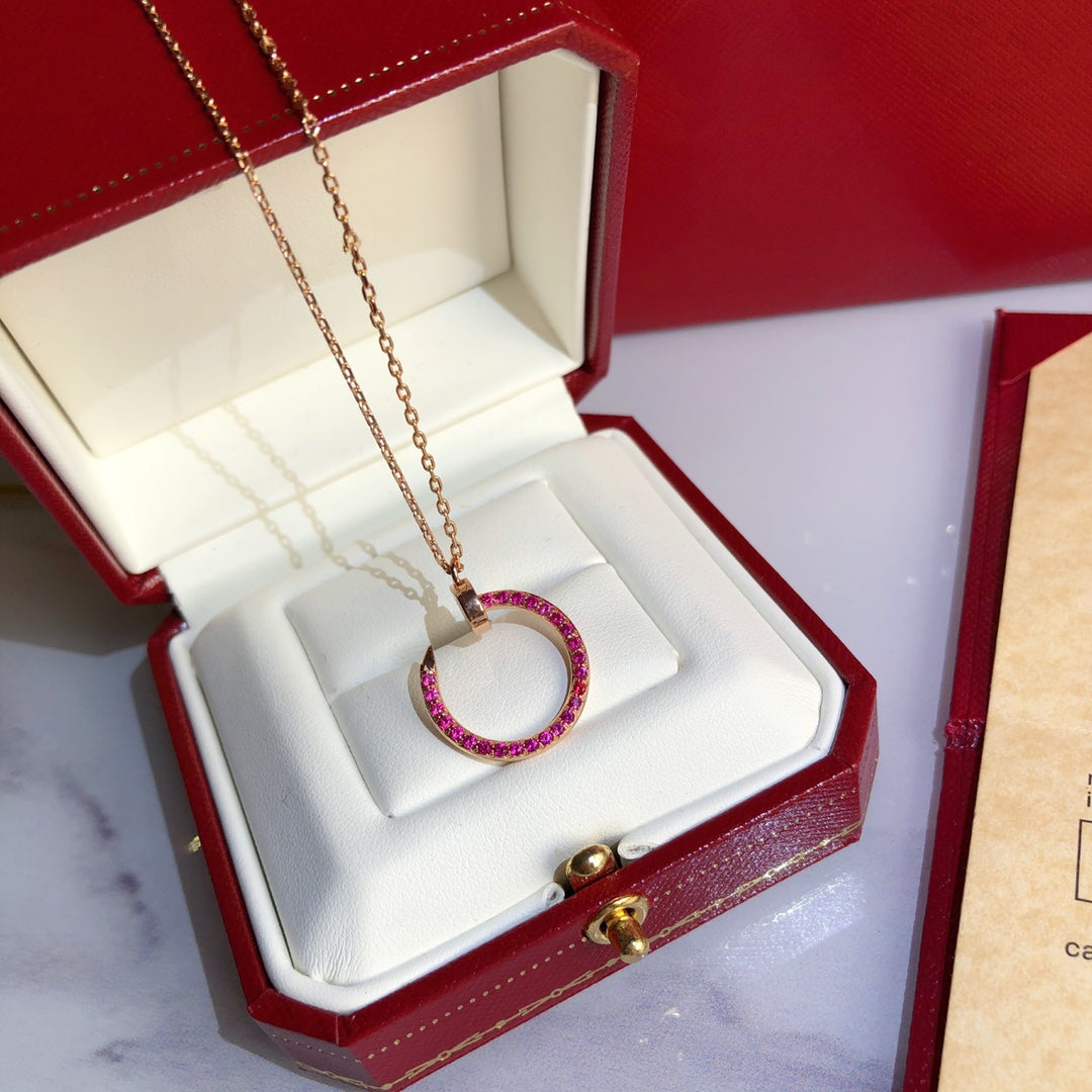 [Baslove]JUSTE NECKLACE GOLD RED DIAMONDS