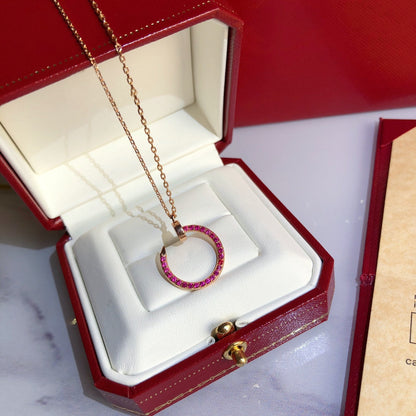 [Baslove]JUSTE NECKLACE GOLD RED DIAMONDS