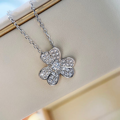 [Baslove]CLOVER DIAMOND NECKLACE SILVER