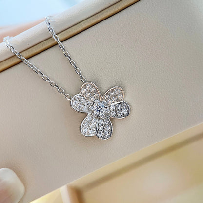 [Baslove]CLOVER DIAMOND NECKLACE SILVER