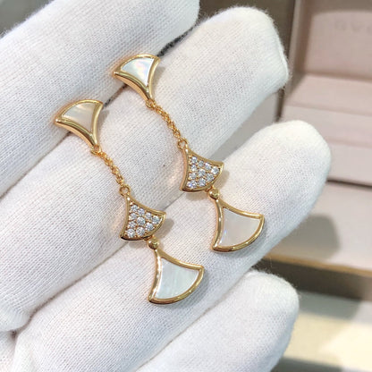 [Baslove]DREAM EARRINGS 3 MOTIFS DIAMOND MOP PINK GOLD