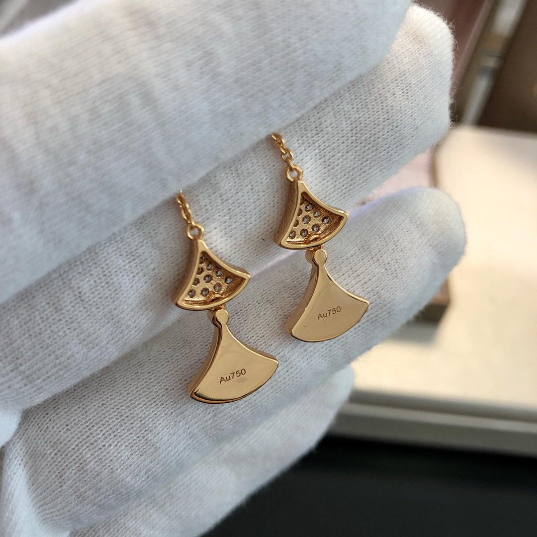 [Baslove]DREAM EARRINGS 3 MOTIFS DIAMOND MOP PINK GOLD