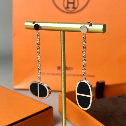 [Baslove]CHAINE VERSO BLACK CERAMIC EARRINGS