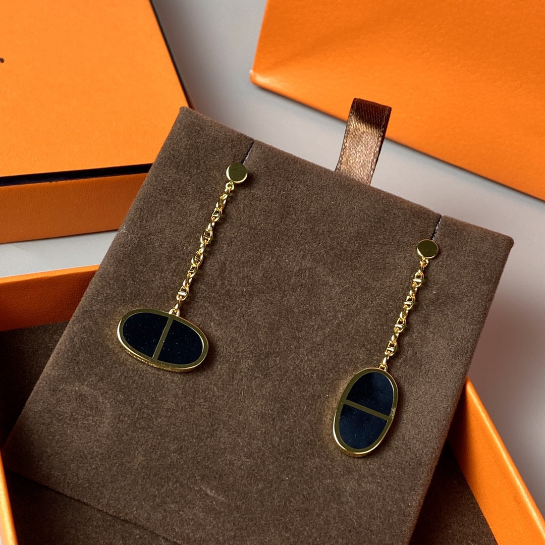 [Baslove]CHAINE VERSO BLACK CERAMIC EARRINGS