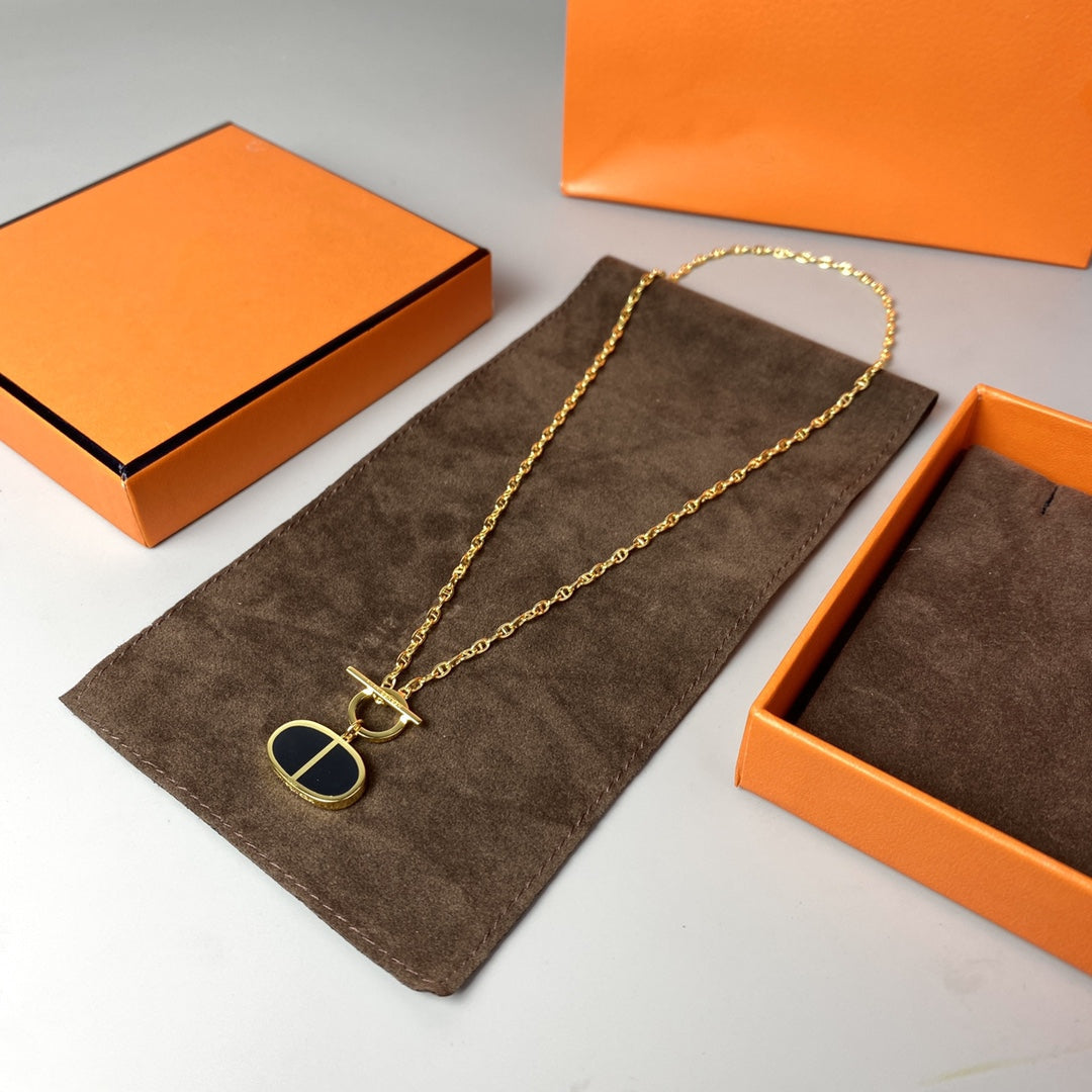 [Baslove]CHAINE VERSO BLACK CERAMIC NECKLACE