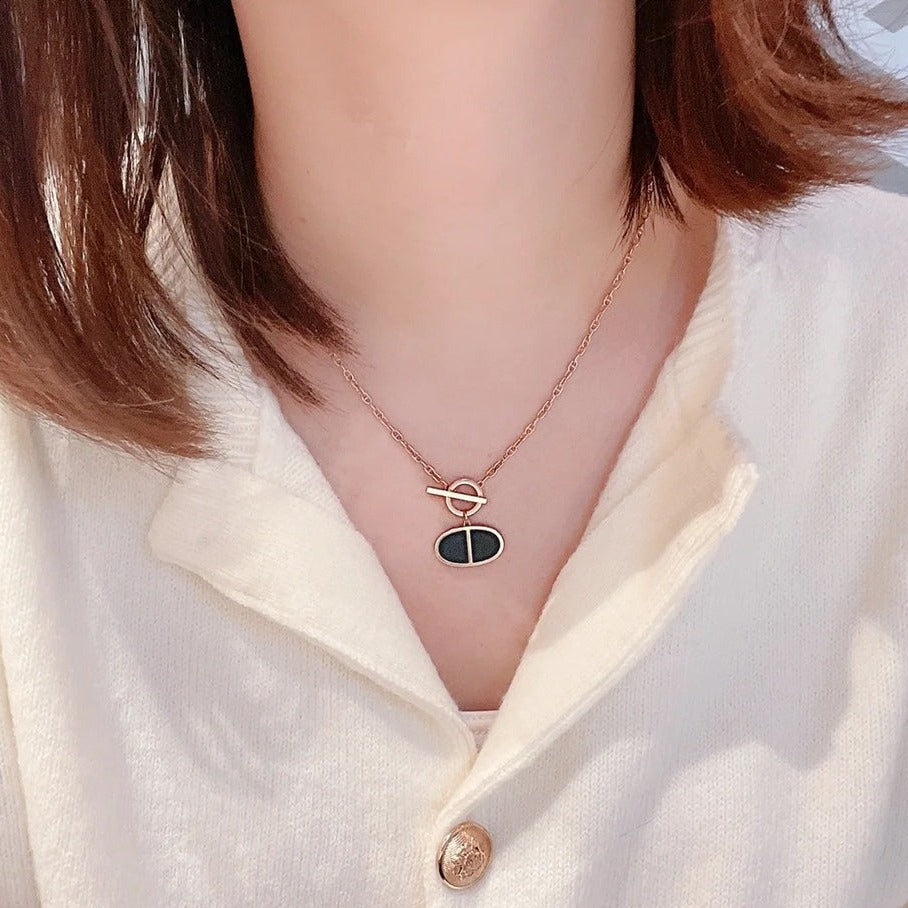 [Baslove]CHAINE VERSO BLACK CERAMIC NECKLACE