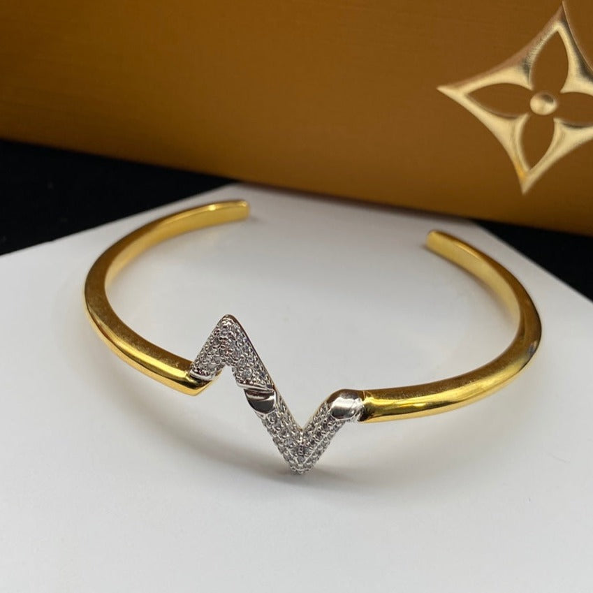 [Baslove]VOLTE UPSITE DOWN DIAMOND GOLD OPEN BRACELET