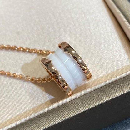 [Baslove]ZERO 1 WHITE CERAMIC PINK GOLD NECKLACE