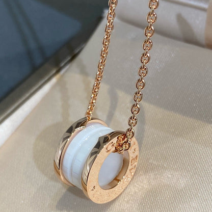 [Baslove]ZERO 1 WHITE CERAMIC PINK GOLD NECKLACE