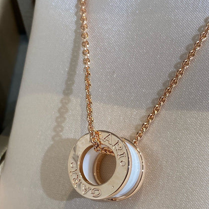 [Baslove]ZERO 1 WHITE CERAMIC PINK GOLD NECKLACE