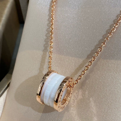 [Baslove]ZERO 1 WHITE CERAMIC PINK GOLD NECKLACE