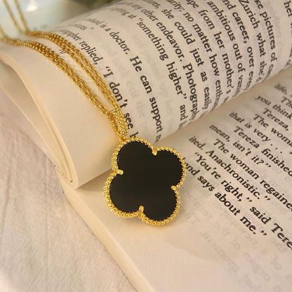 [Baslove]CLOVER 25MM NECKLACE GOLD ONYX