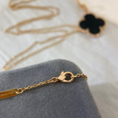 [Baslove]CLOVER 25MM NECKLACE GOLD ONYX