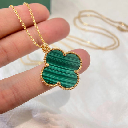 [Baslove]CLOVER 25MM MALACHITE GOLD NECKLACE