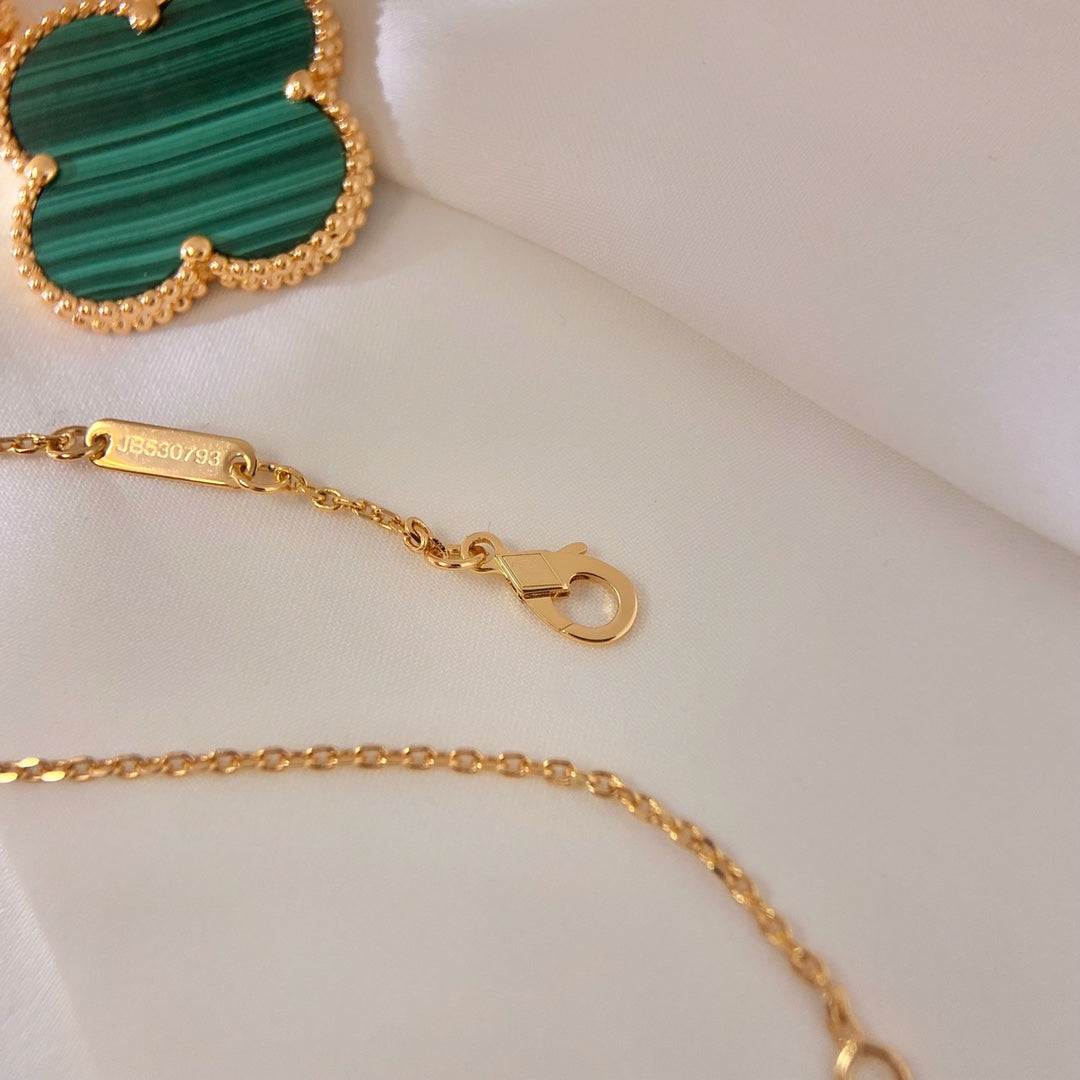 [Baslove]CLOVER 25MM MALACHITE GOLD NECKLACE