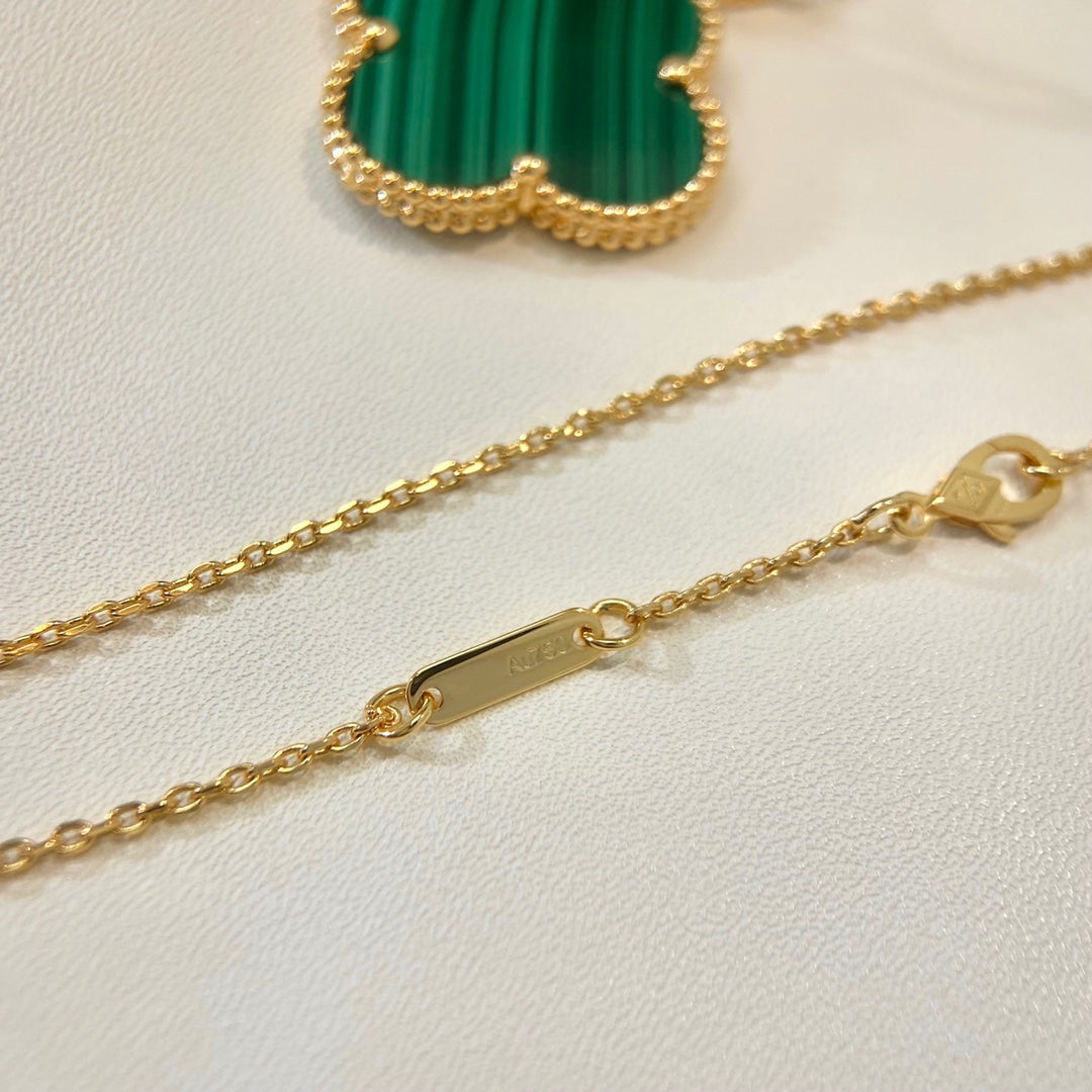 [Baslove]CLOVER 25MM MALACHITE GOLD NECKLACE