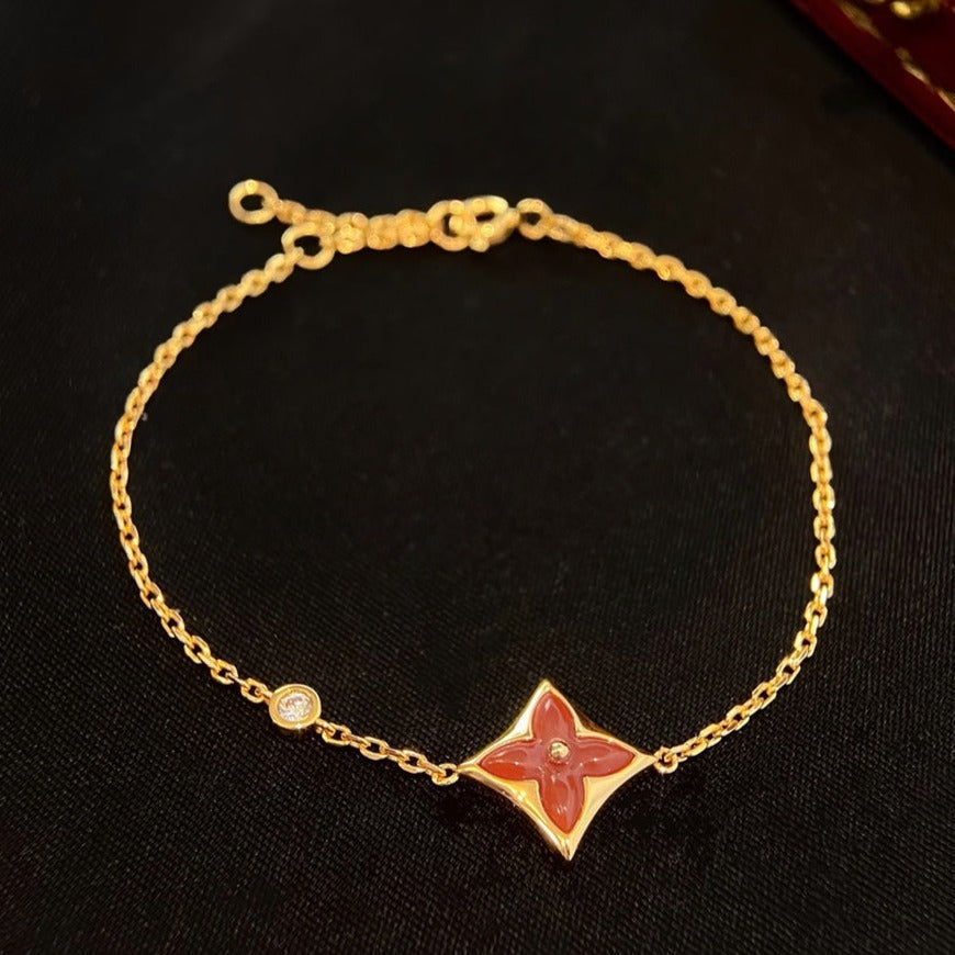 [Baslove]COLOR STAR CARNELIAN PINK GOLD DIAMOND BRACELET