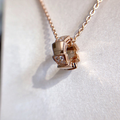 [Baslove]SERPENTI PEDANT DIAMOND PINK GOLD NECKLACE