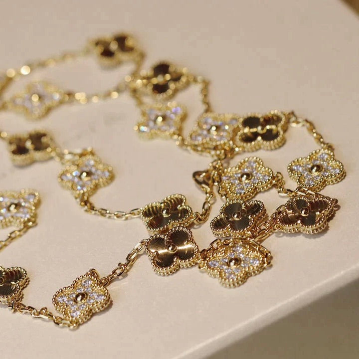 [Baslove]CLOVER 20 MOTIFS LASER DIAMOND NECKLACE