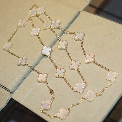 [Baslove]CLOVER 20 MOTIFS WHITE MOP NECKLACE