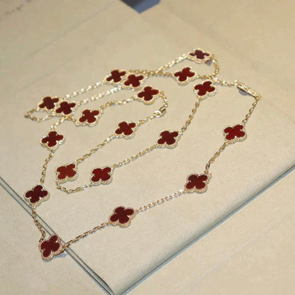 [Baslove]CLOVER 20 MOTIFS CARNELIAN NECKLACE