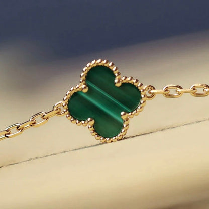 [Baslove]CLOVER 20 MOTIFS MALACHITE DIAMOND NECKLACE