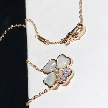 [Baslove]CLOVER MOP DIAMOND ROSE GOLD NECKLACE