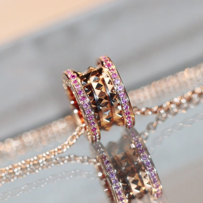 [Baslove]ZERO 1 ROCK PINK GOLD PINK DIAMOND NECKLACE