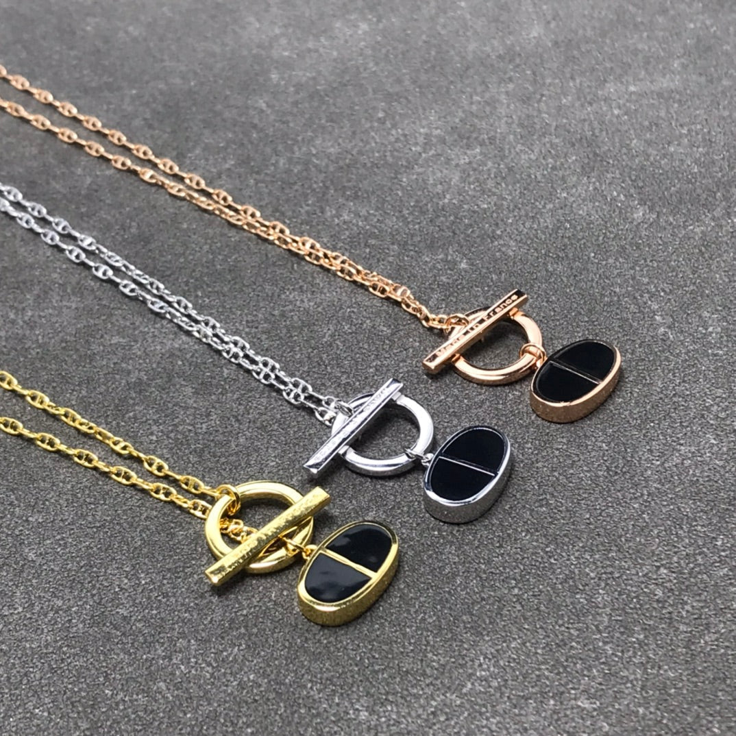 [Baslove]CHAINE VERSO BLACK CERAMIC SILVER NECKLACE