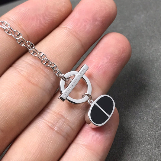 [Baslove]CHAINE VERSO BLACK CERAMIC SILVER NECKLACE