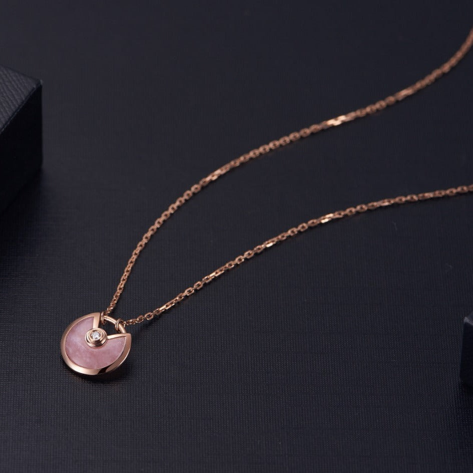 [Baslove]AMULETTE ROSE GOLD PINK MOP NECKLACE