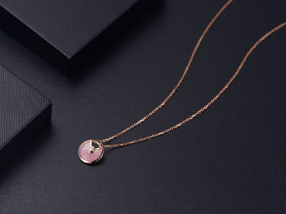 [Baslove]AMULETTE ROSE GOLD PINK MOP NECKLACE