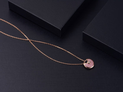 [Baslove]AMULETTE ROSE GOLD PINK MOP NECKLACE