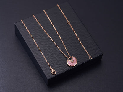 [Baslove]AMULETTE ROSE GOLD PINK MOP NECKLACE