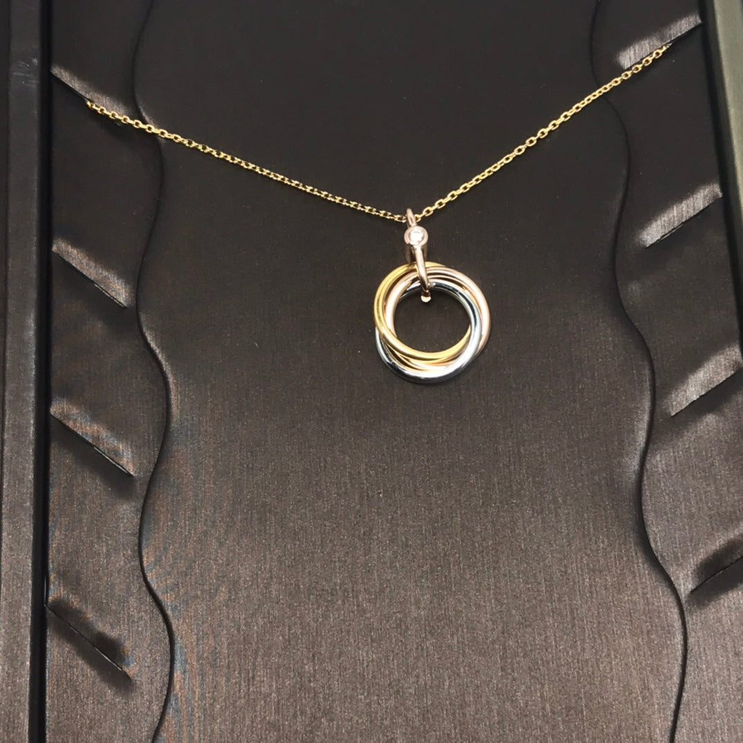 [Baslove]TRINITY SILVER GOLD PINK GOLD NECKLACE