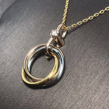 [Baslove]TRINITY SILVER GOLD PINK GOLD NECKLACE