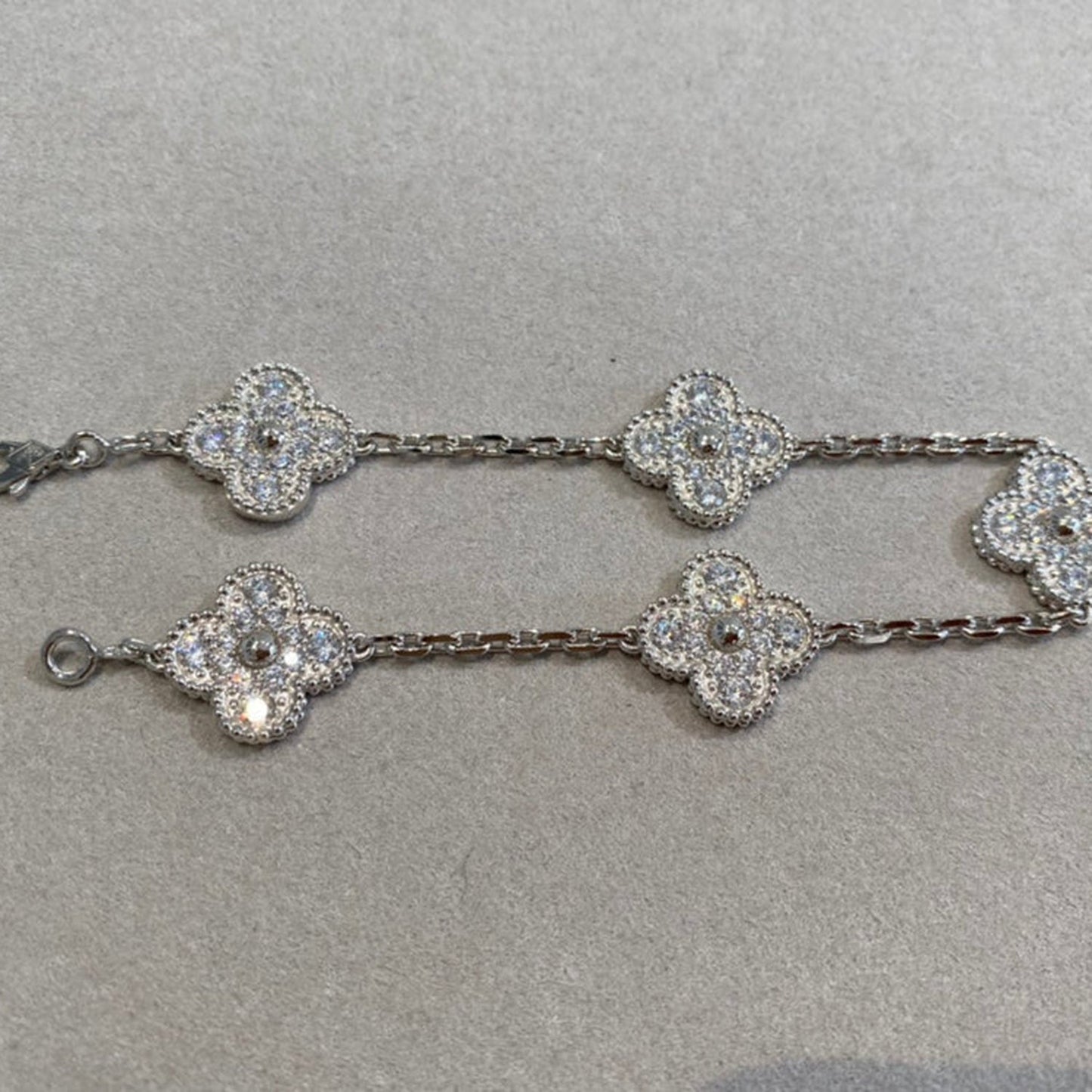 [Baslove]CLOVER 5 MOTIFS  DIAMOND BRACELET SILVER