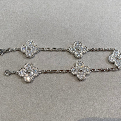 [Baslove]CLOVER 5 MOTIFS  DIAMOND BRACELET SILVER