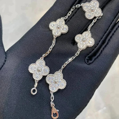 [Baslove]CLOVER 5 MOTIFS  DIAMOND BRACELET SILVER