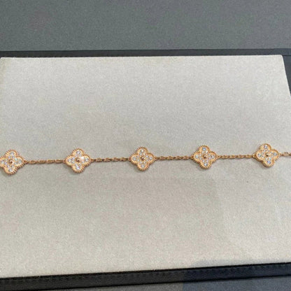 [Baslove]CLOVER 5 MOTIFS  FULL DIAMOND BRACELET