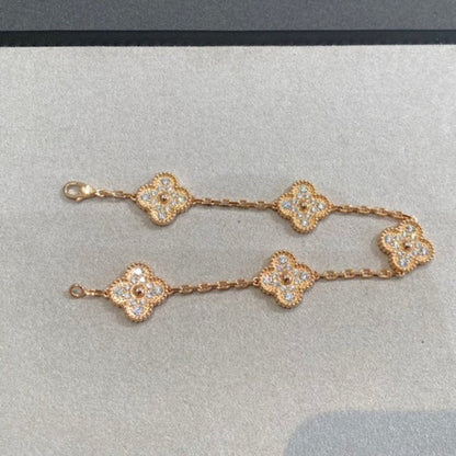 [Baslove]CLOVER 5 MOTIFS  FULL DIAMOND BRACELET