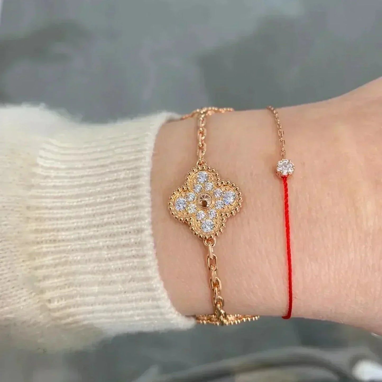 [Baslove]CLOVER 5 MOTIFS  FULL DIAMOND BRACELET