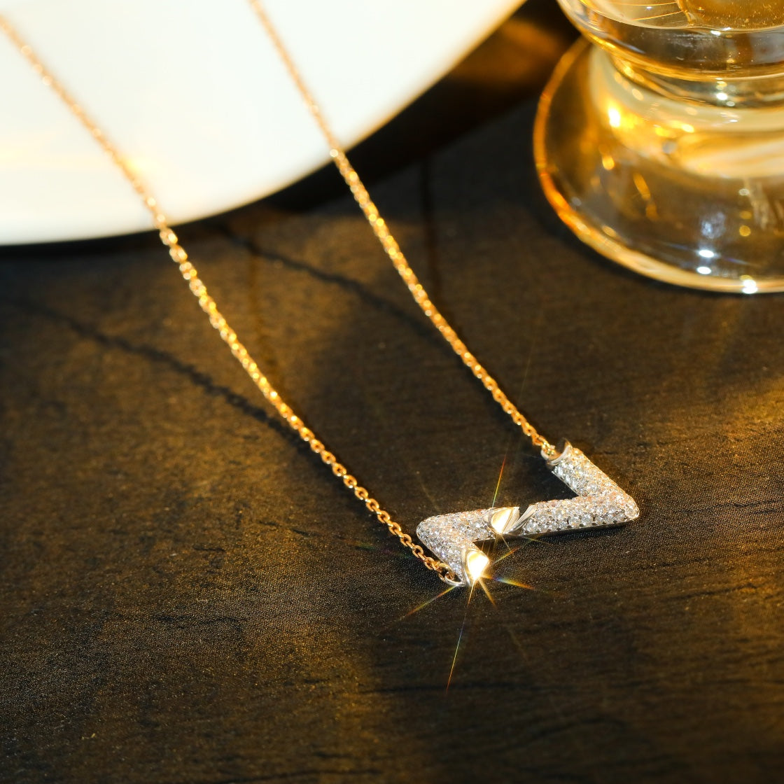 [Baslove]VOLT SILVER DIAMOND PEDANT NECKLACE