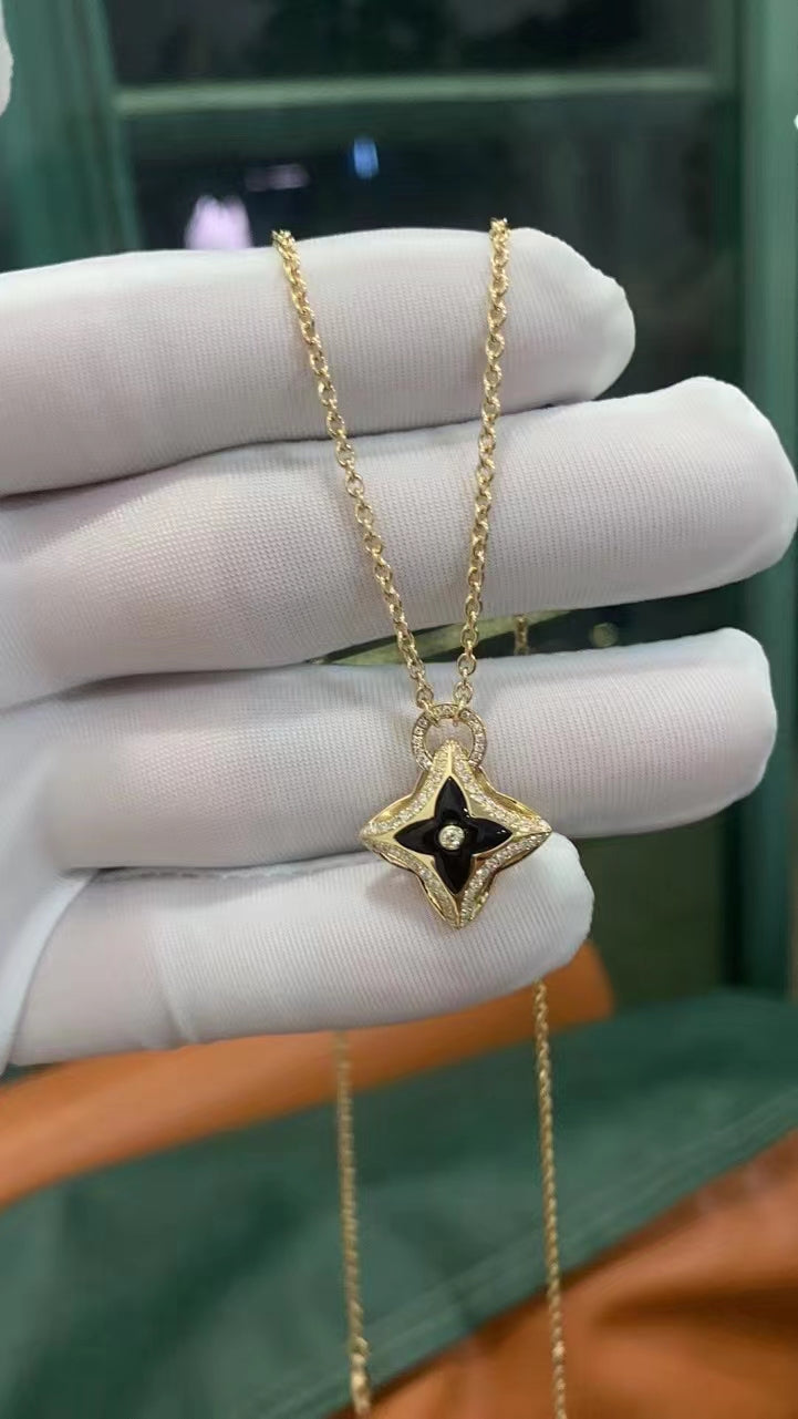 [Baslove]STAR PEDANT PINK GOLD DIAMOND NECKLACE