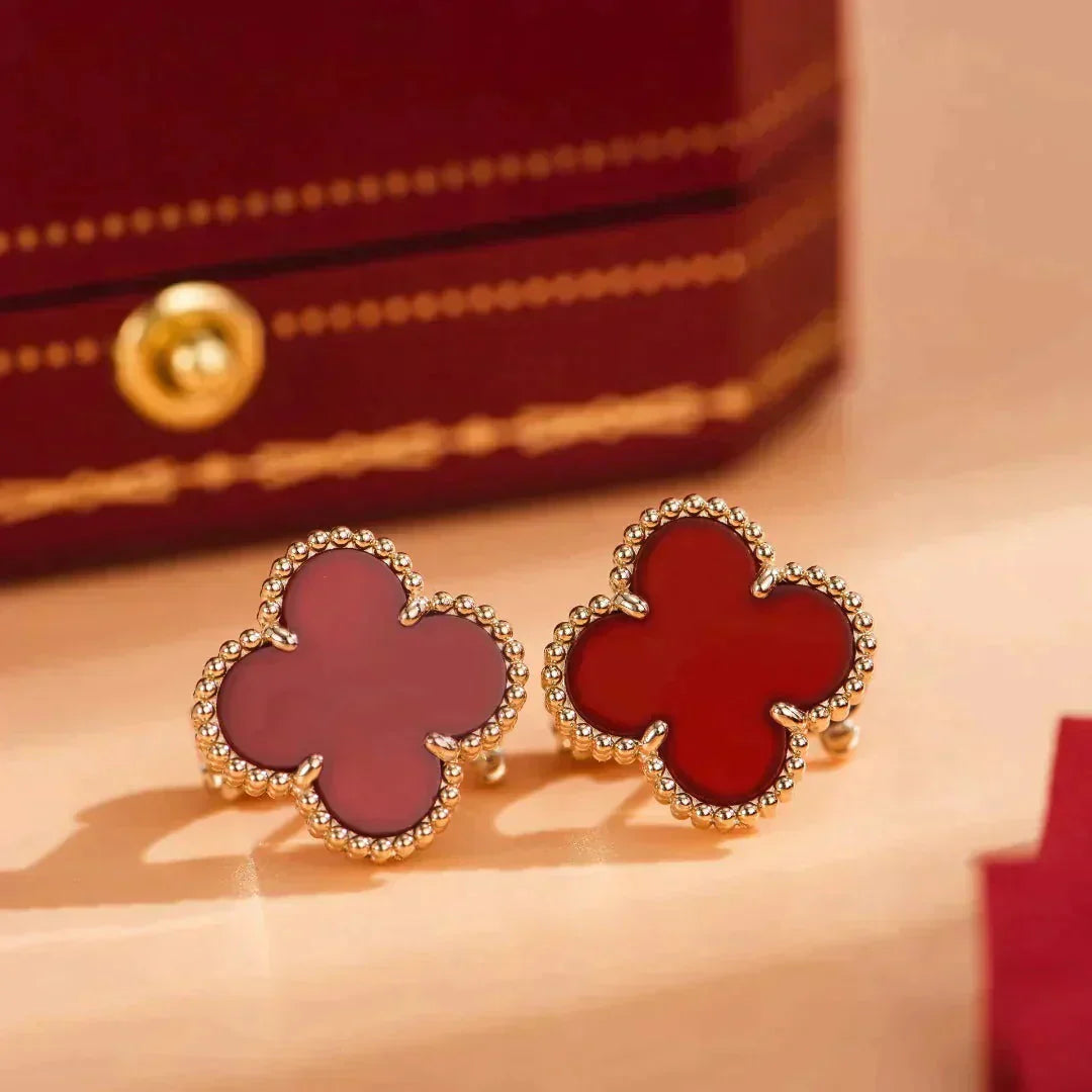 [Baslove]CLOVER MEDIUM 1 MOTIFS CARNELIAN  EARRINGS