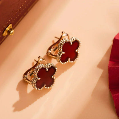 [Baslove]CLOVER MEDIUM 1 MOTIFS CARNELIAN  EARRINGS